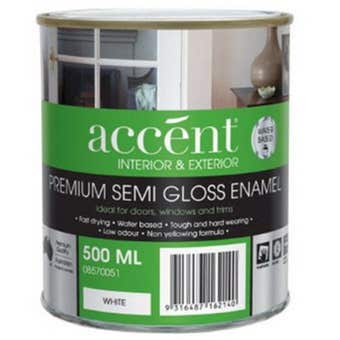 Accent® Enamel Water Based Semi Gloss White 500ml