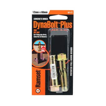 Ramset Dynabolt Plus Hex Head Gold Passivated 12 x 60mm - 2 Pack