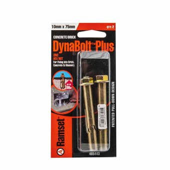 Ramset Dynabolt Plus Hex Head Gold Passivated 10 x 75mm - 2 Pack