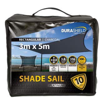 Durashield Shade Sail Platinum Charcoal 3 x 5m