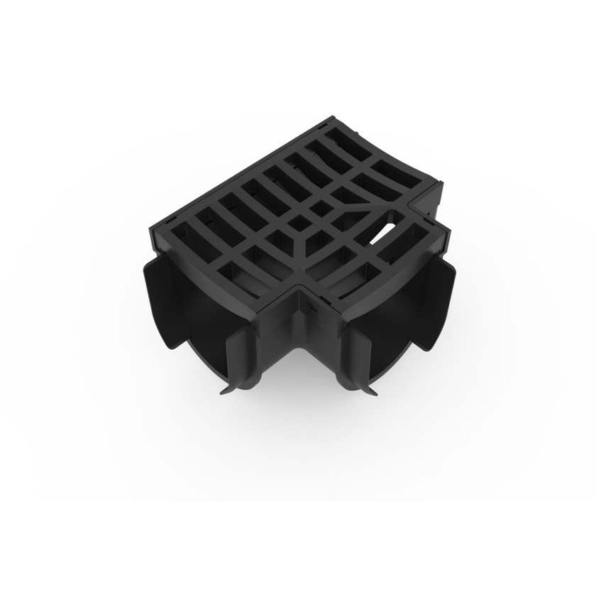 Reln Storm Drain Tee Piece complete with Plastic Grate Black