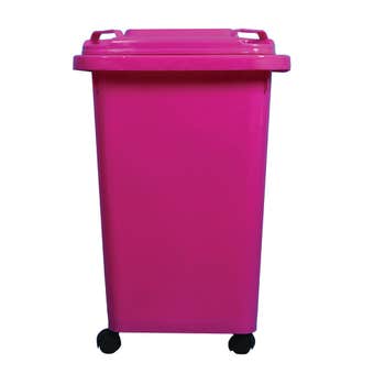 Queen Plastic Wheelie Bin Pink 60L