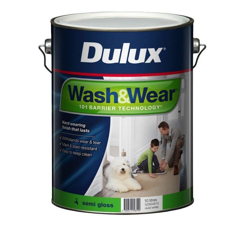 Dulux Wash & Wear Interior Semi Gloss Vivid White 10L