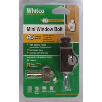 Whitco CYL4 Mini Window Bolt Mahogany