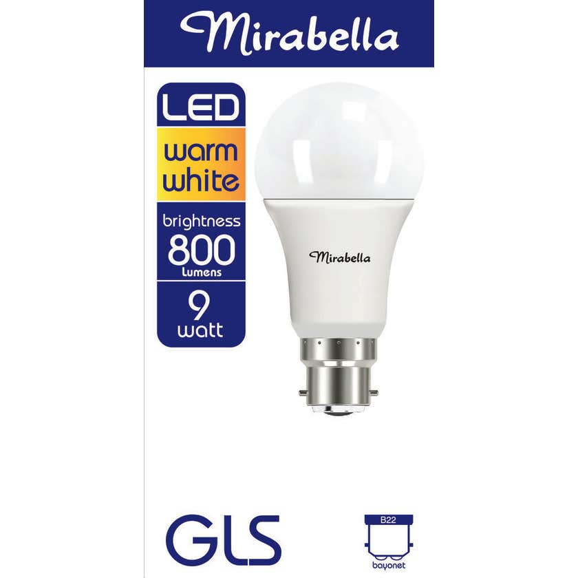 Mirabella LED GLS Globe 9W BC Warm White