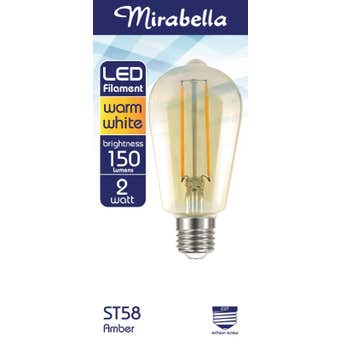Mirabella LED Filament ST58 Globe 2W ES Warm White