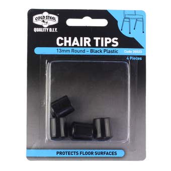 Cold Steel Round Plastic Chair Tips Black 13mm - 4 Pack