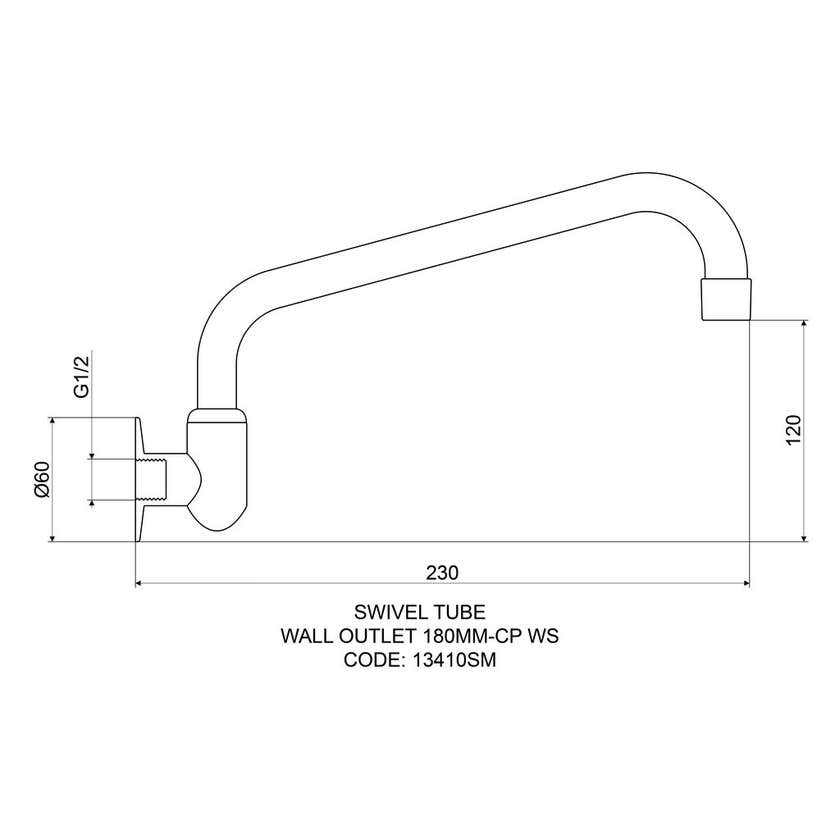 Mildon Wall Outlet 180mm Tube Cast