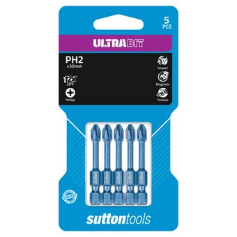 Sutton Tools Ultrabit Screwdriver Phillips PH2 x 50mm - 5 Pack