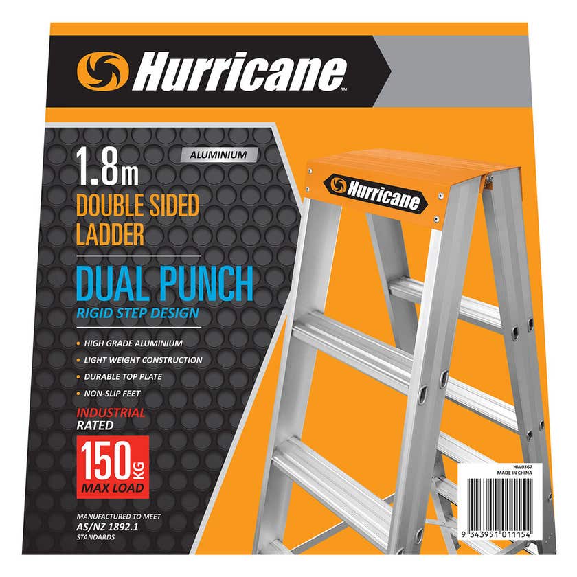 Hurricane Dual Punch 1.8m Double Sided Ladder 150kg Industrial