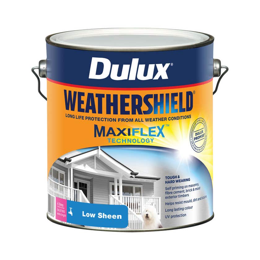 Dulux Weathershield Exterior Low Sheen Extra Bright Base 4L