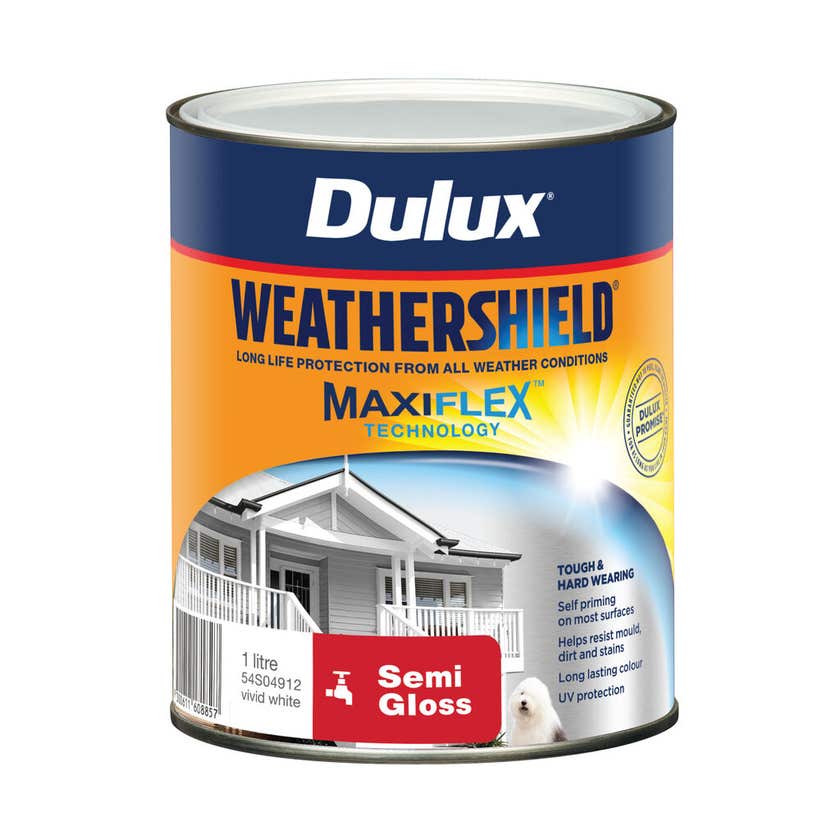 Dulux Weathershield Exterior Semi Gloss Vivid White 1L
