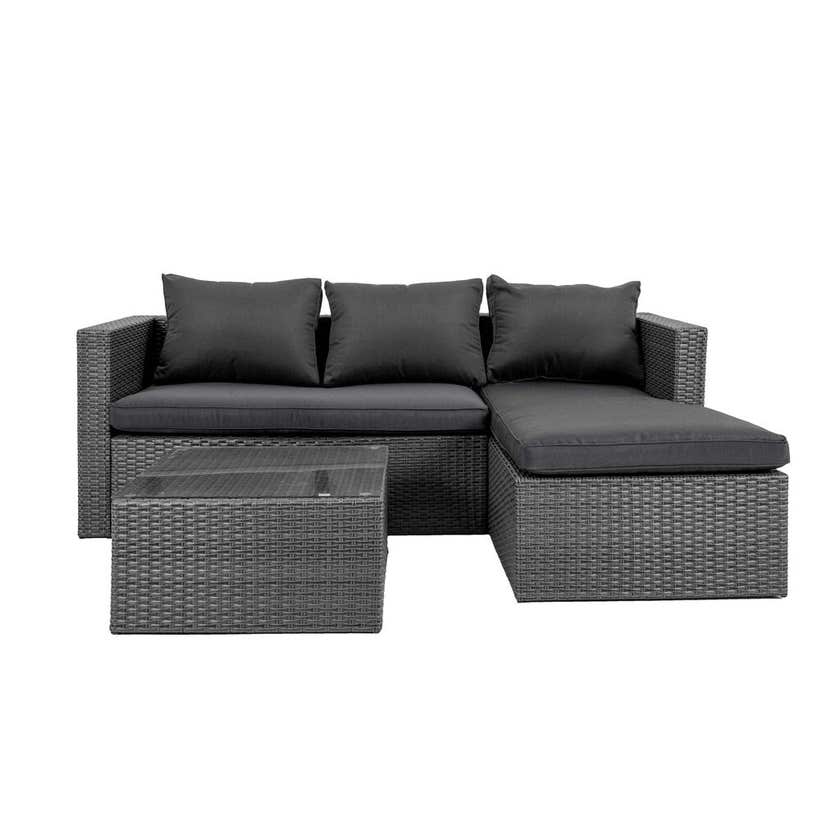 Cordon 3 Seater Wicker Lounge with Chaise & Coffee Table