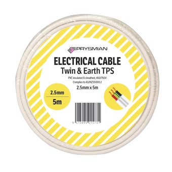 Prysmian Twin & Earth Cable TPS White 2.5mm x 5m