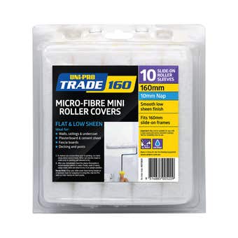 Uni-Pro Trade Micro-Fibre Mini Roller Cover 10mm Nap 160mm - 10 pack
