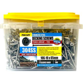 Macsiim Decking Screws T17 Star Drive 304SS 10G-10x65mm - Box of 500